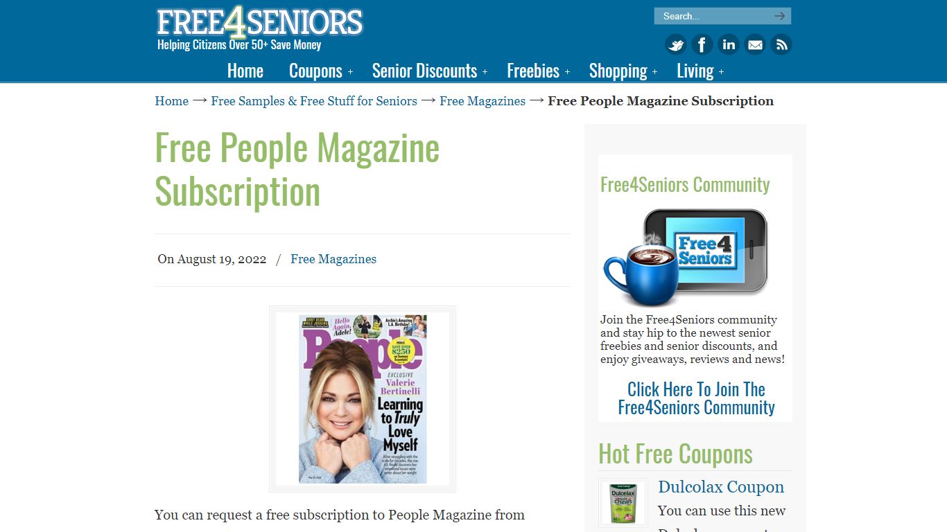 Free People Magazine Subscription « Free 4 Seniors